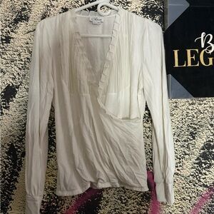 Chico's Cream Ruffle V-Neck Blouse